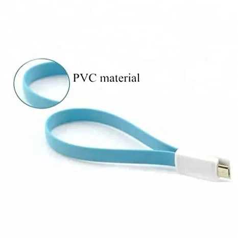 0.23 m Micro USB Cable (Compatible with Power bank, Blue, One Cable)