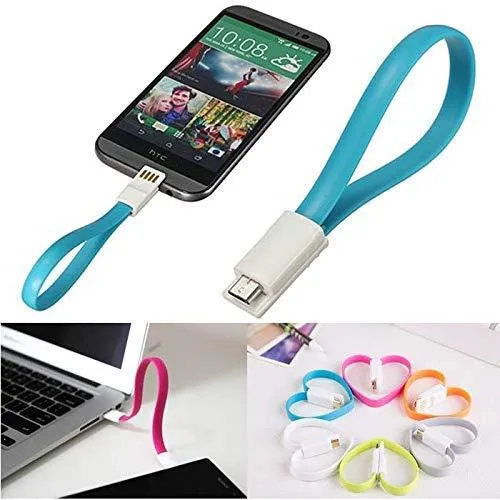 0.23 m Micro USB Cable (Compatible with Power bank, Blue, One Cable)