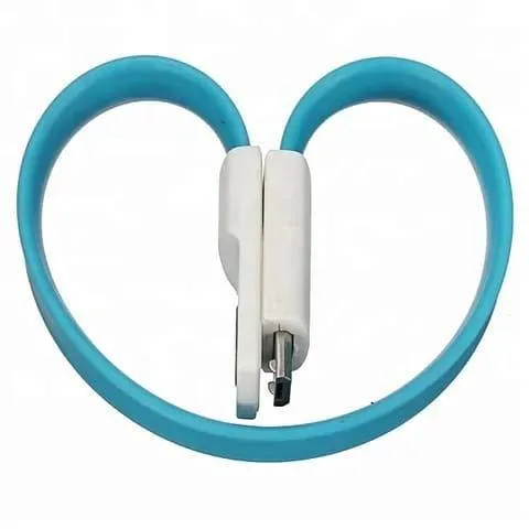 0.23 m Micro USB Cable (Compatible with Power bank, Blue, One Cable)