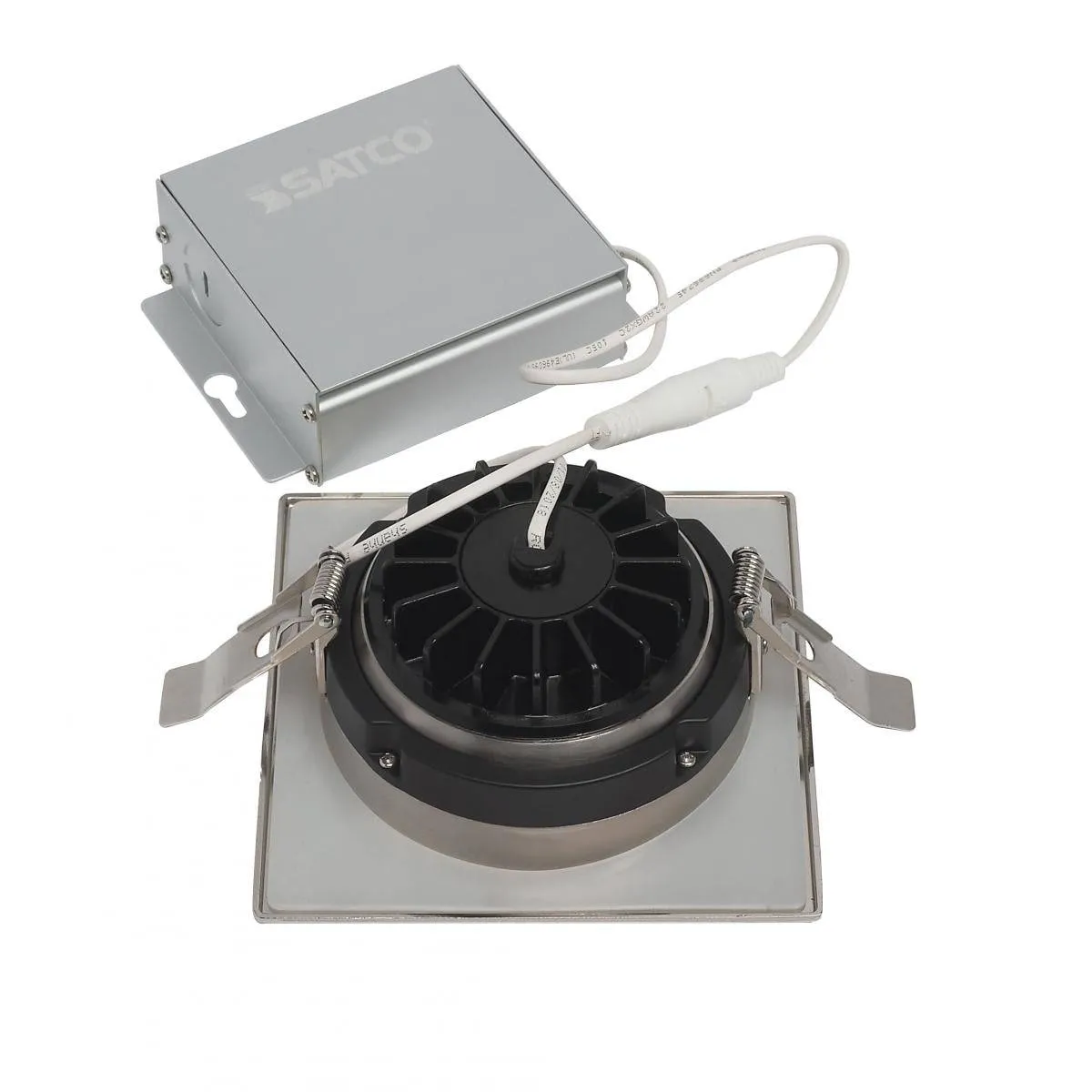 12 watt LED Downlight; Gimbaled; 4 inch; 3000K Square; Brushed Nickel