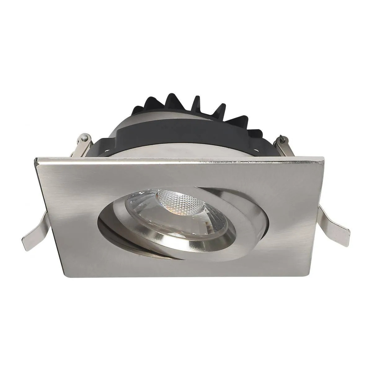 12 watt LED Downlight; Gimbaled; 4 inch; 3000K Square; Brushed Nickel