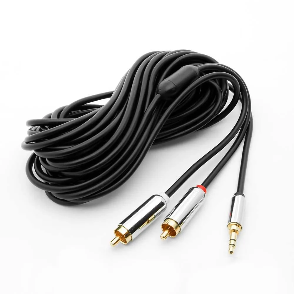 12Ft 3.5mm Stereo Plug to 2xRCA Male Premium Audio Cable