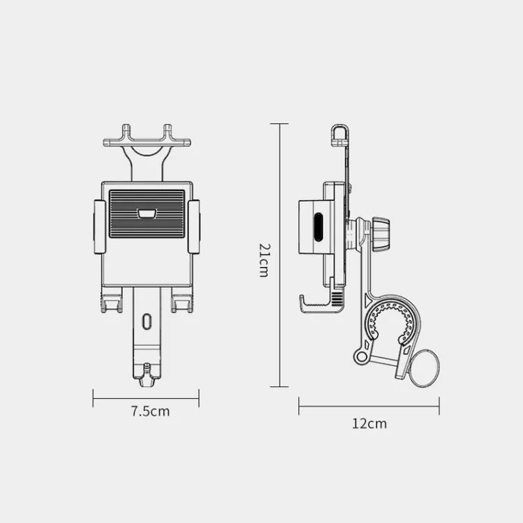 2 PCS Motorcycle Electrical Pedal Car Self-Lock Bracket Riding One-Button Shrink Mobile Phone Holder(Black M2)