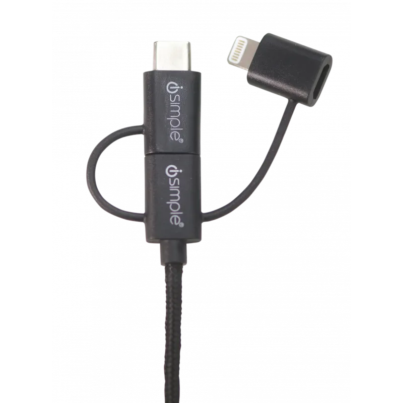 3 in 1 Charge Sync Cable, Black 1m/3ft