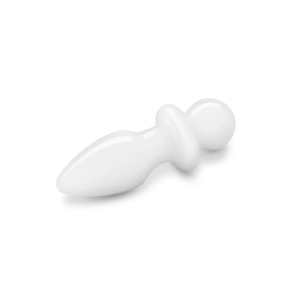 4.5” White Glass Butt Plug