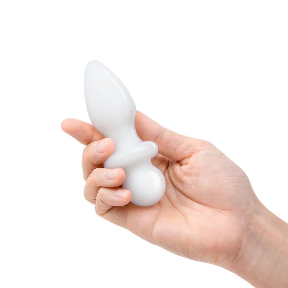 4.5” White Glass Butt Plug