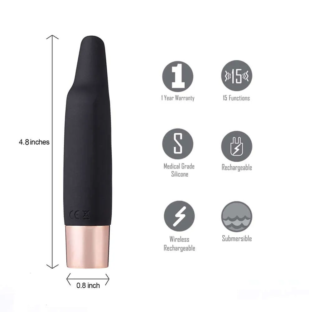 Aspen Wireless Bullet Vibrator Rechargeable with Flickering Tip - 15 Vibration Patterns