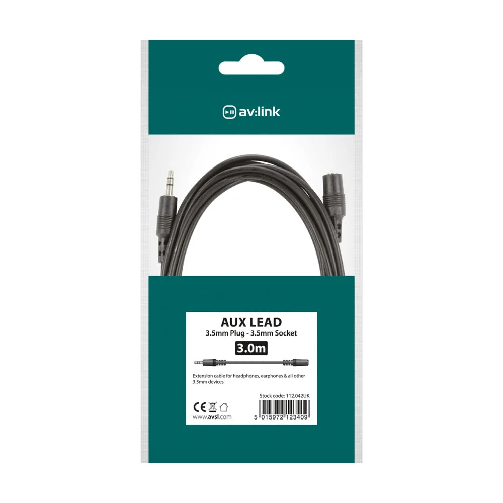 AV:link 3.5mm Stereo Extension Lead 3.0m 112.042UK