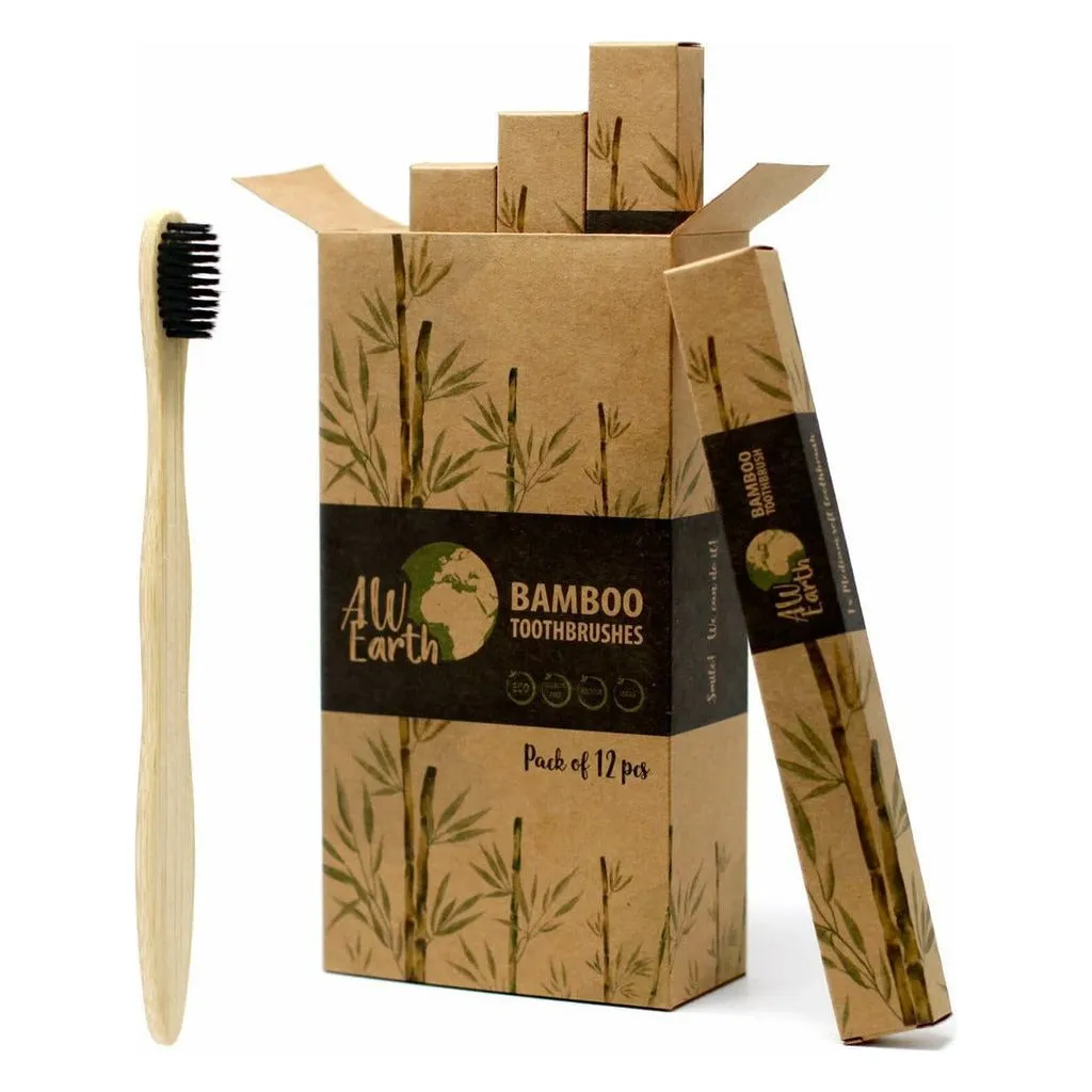 AW Earth - Eco Friendly Plastic Free & Vegan Bamboo Wooden Toothbrushes