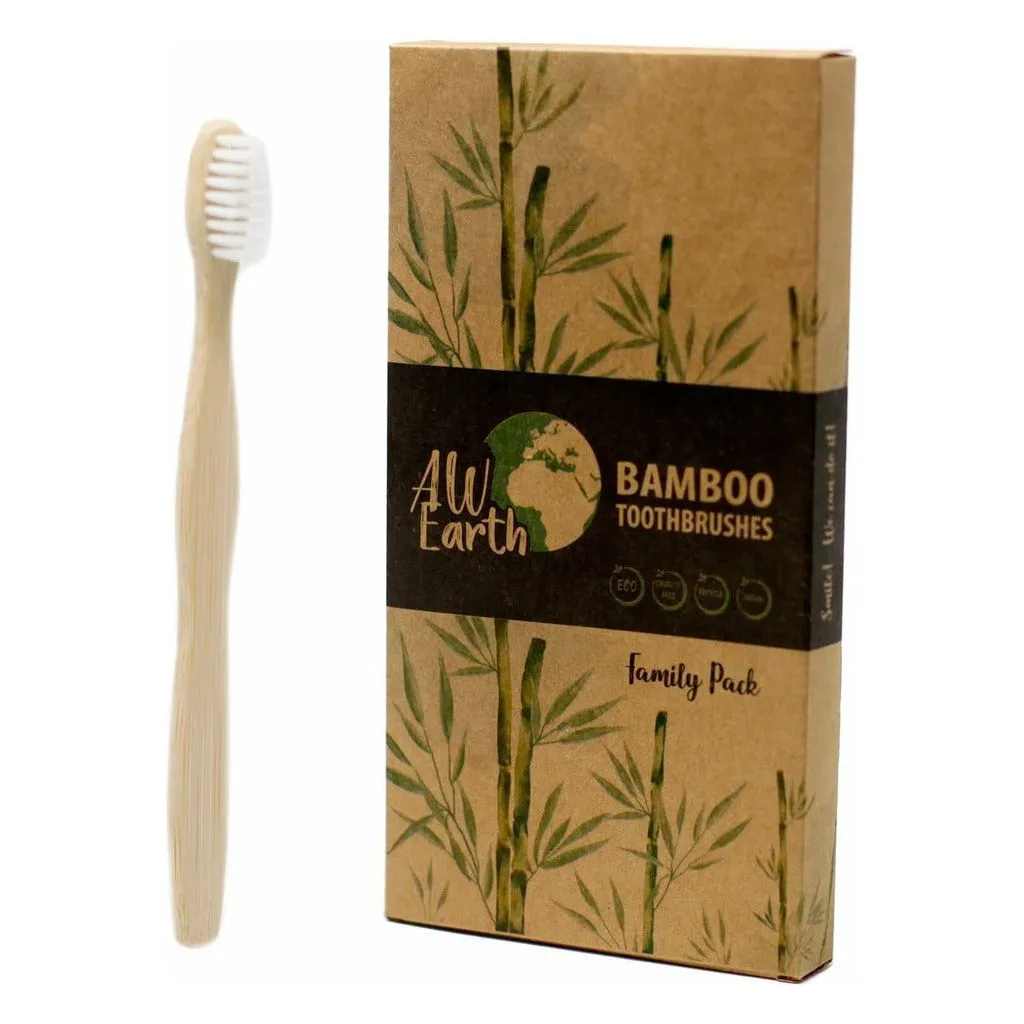 AW Earth - Eco Friendly Plastic Free & Vegan Bamboo Wooden Toothbrushes