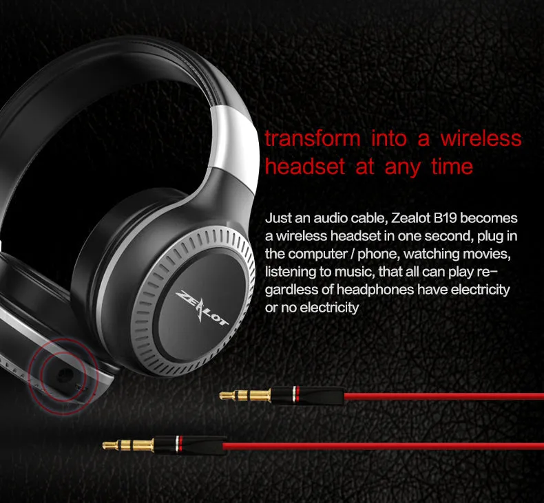 B19 Bluetooth Headphones / Wireless Stereo Headphone with Mic Headsets Micro-SD Card Slot FM Radio For Phone & PC