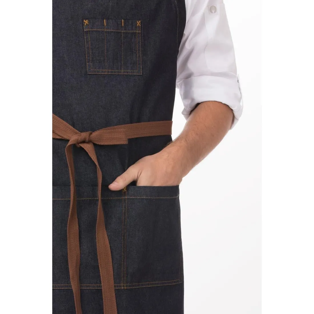 B341 Chef Works Urban Memphis Wide Bib Apron Indigo