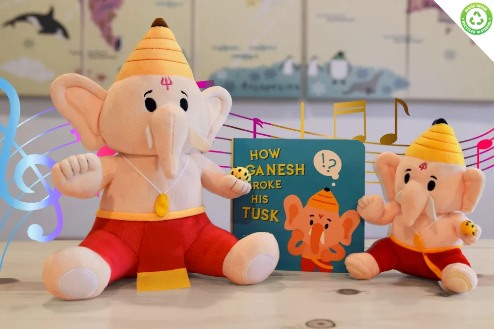 Baby Ganesh Collection - Mantra Singing Plush Toys with Book