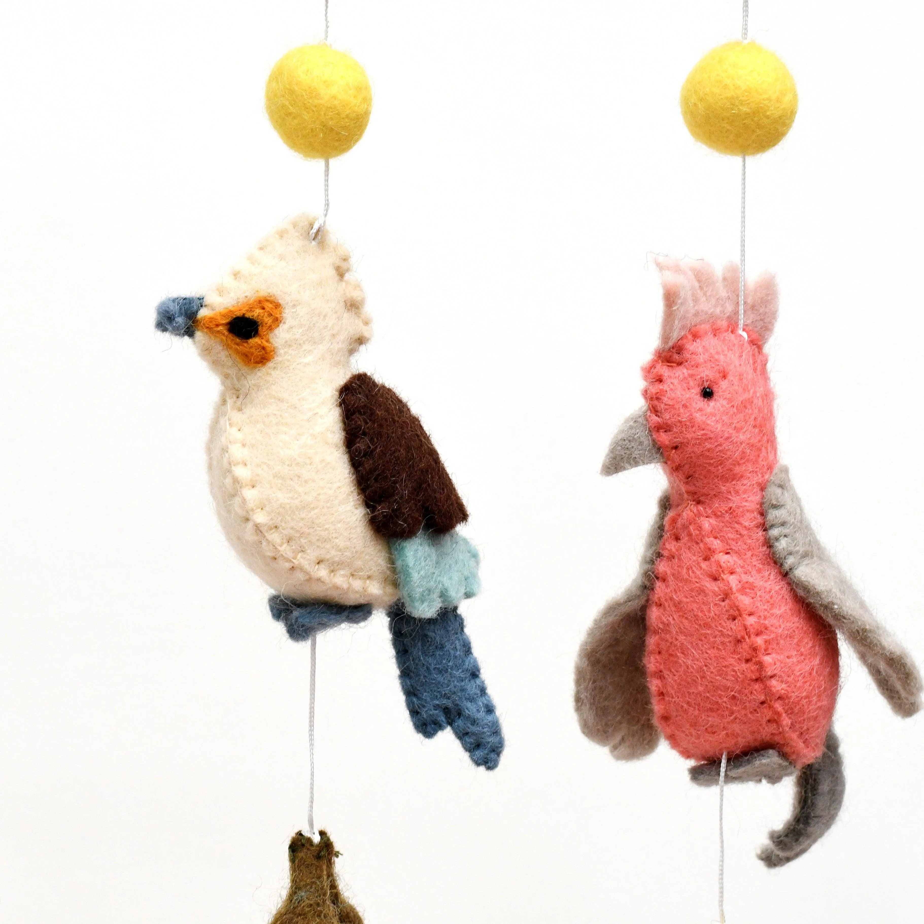 Baby Nursery Mobile Hanging - Australian Birds - Cockatoo, Lorikeet, Galah and Kookaburra