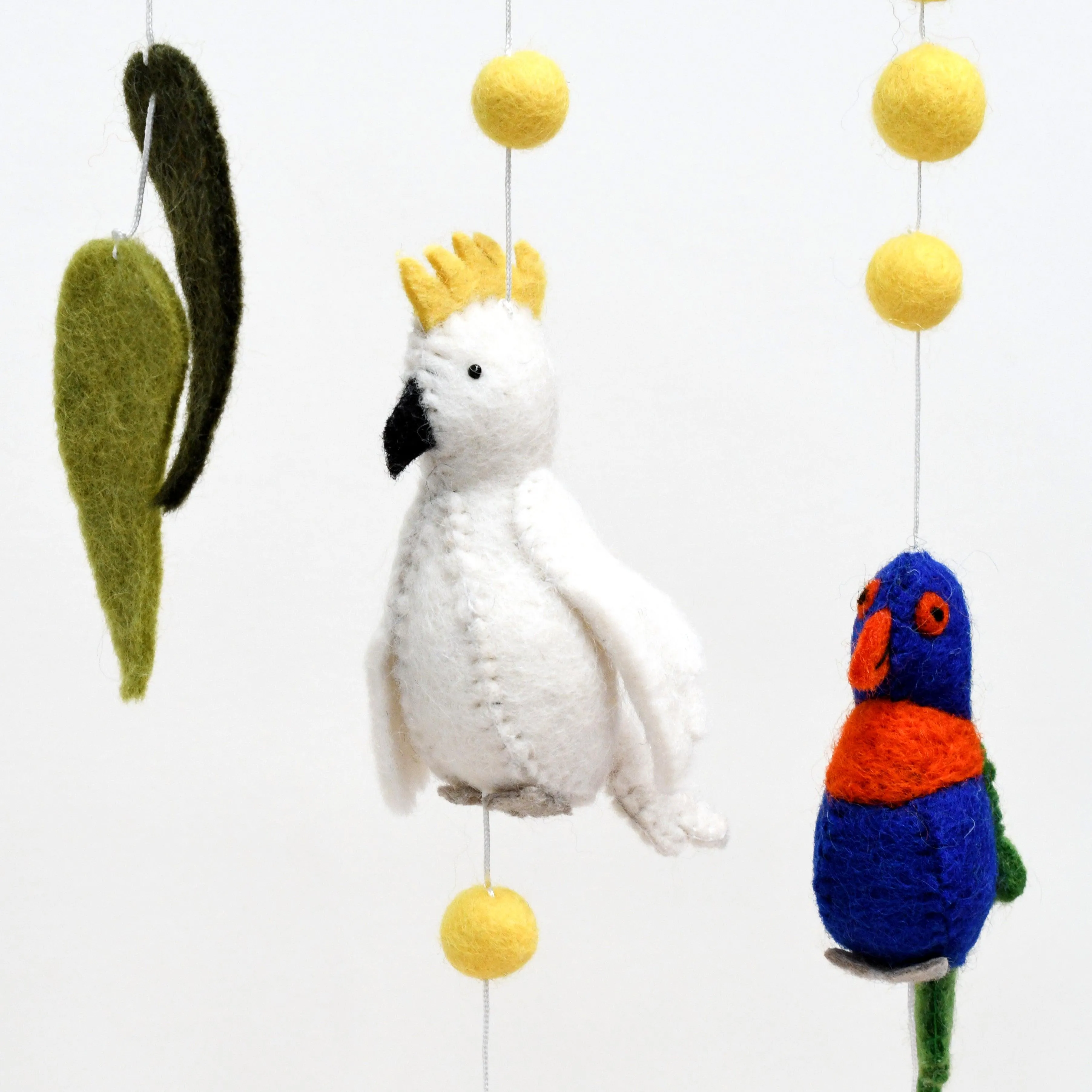 Baby Nursery Mobile Hanging - Australian Birds - Cockatoo, Lorikeet, Galah and Kookaburra