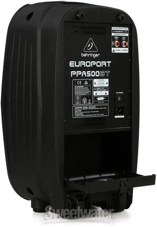 Behringer Europort PPA500BT Ultra-Compact Powered Speakers 500-Watt 6-Channel Portable PA System with Bluetooth Wireless Technology, Wireless Microphone Option, KLARK TEKNIK Multi-FX Processor and FBQ Feedback Detection