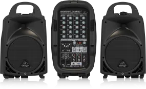 Behringer Europort PPA500BT Ultra-Compact Powered Speakers 500-Watt 6-Channel Portable PA System with Bluetooth Wireless Technology, Wireless Microphone Option, KLARK TEKNIK Multi-FX Processor and FBQ Feedback Detection