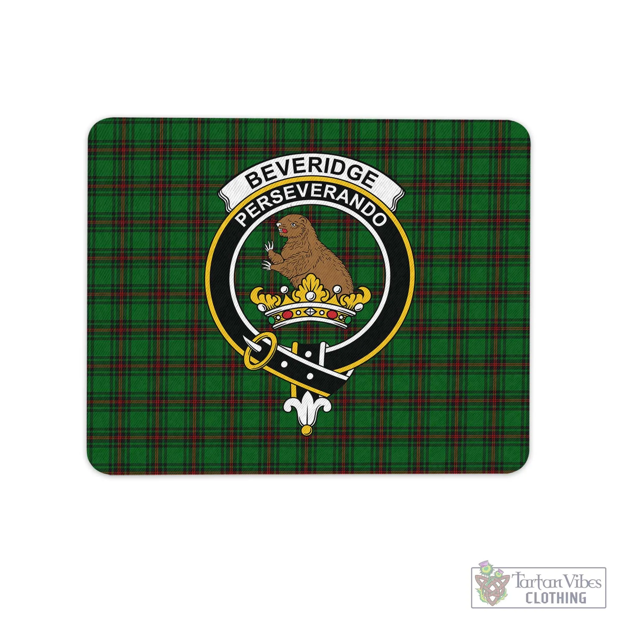 Beveridge Tartan Mouse Pad with Family Crest