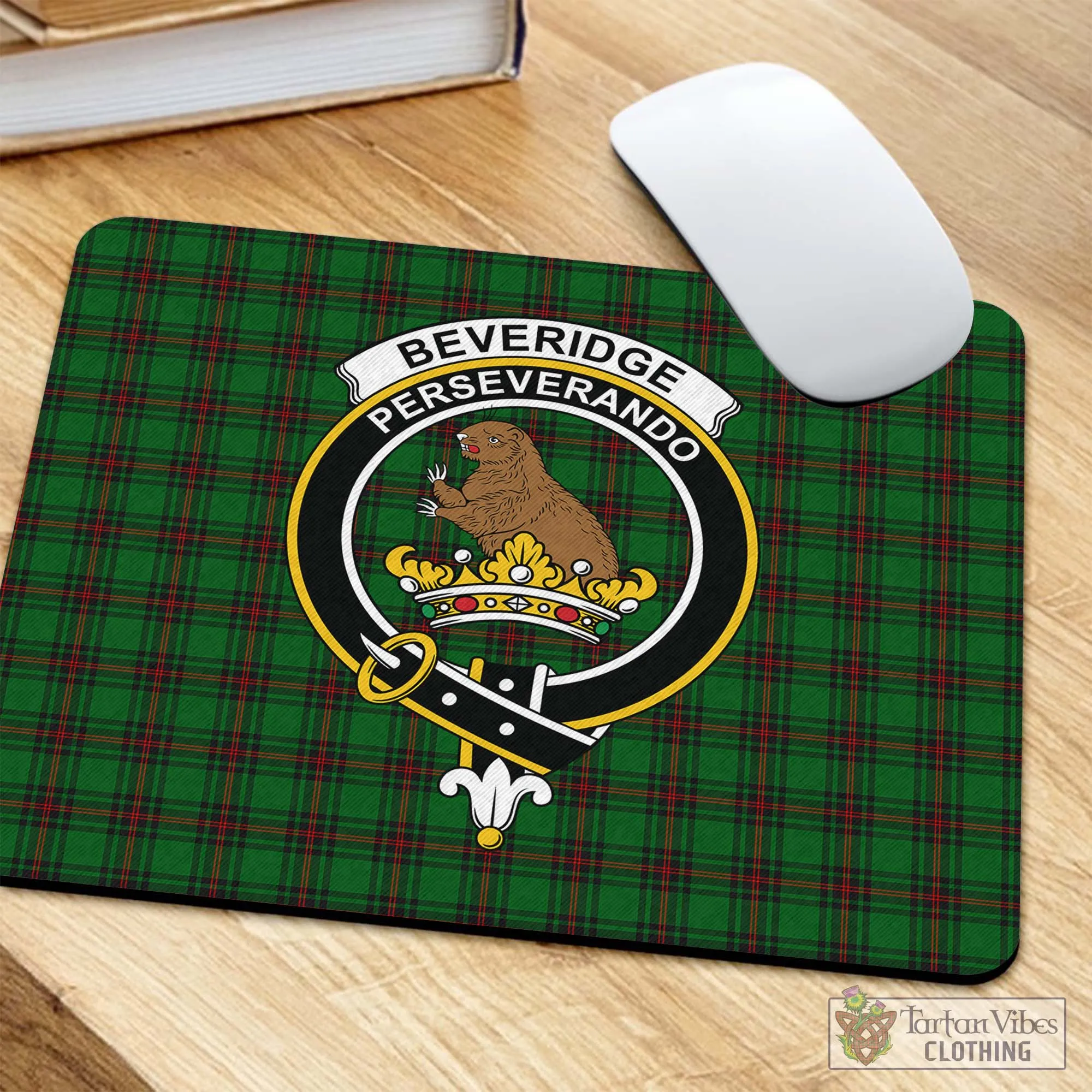 Beveridge Tartan Mouse Pad with Family Crest