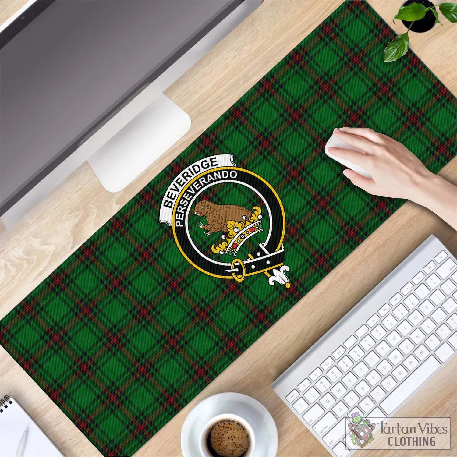 Beveridge Tartan Mouse Pad with Family Crest