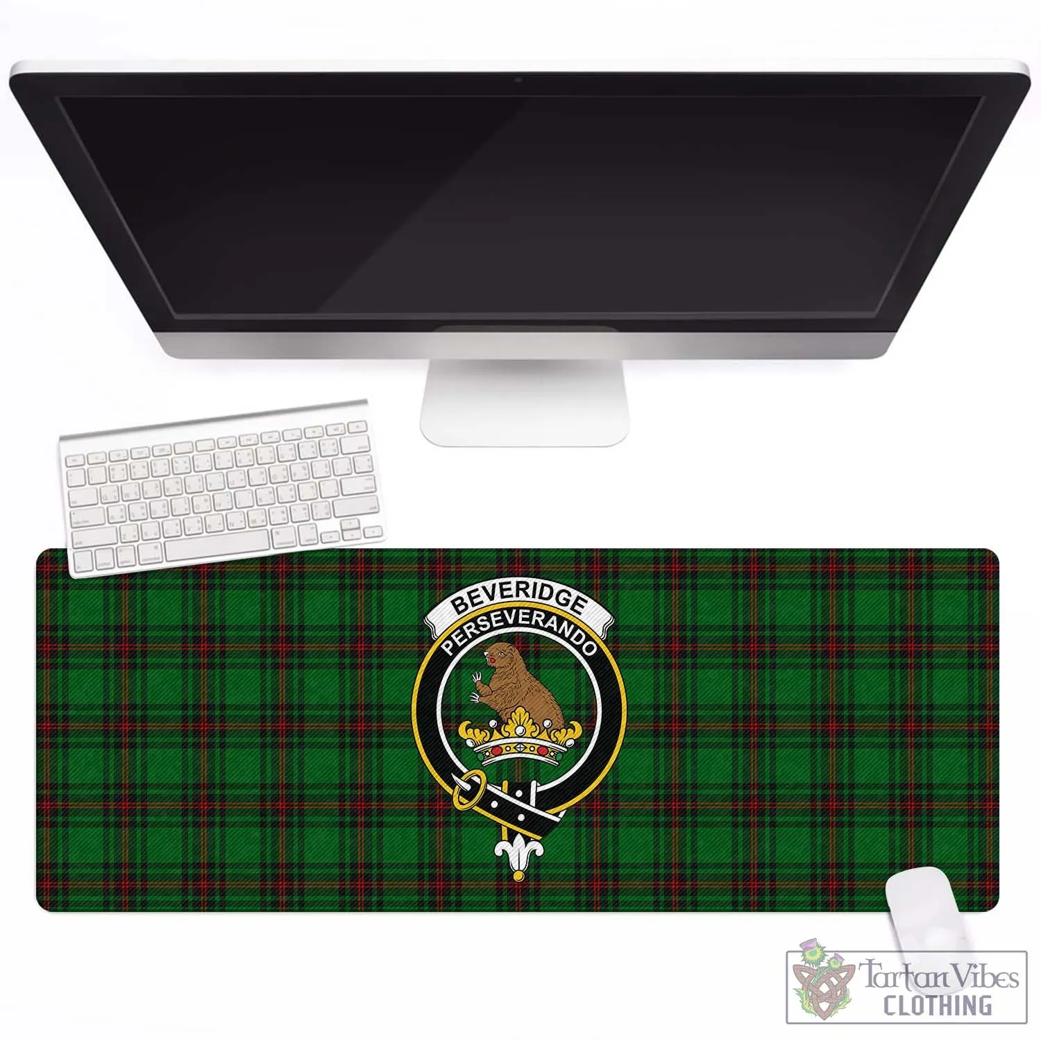 Beveridge Tartan Mouse Pad with Family Crest