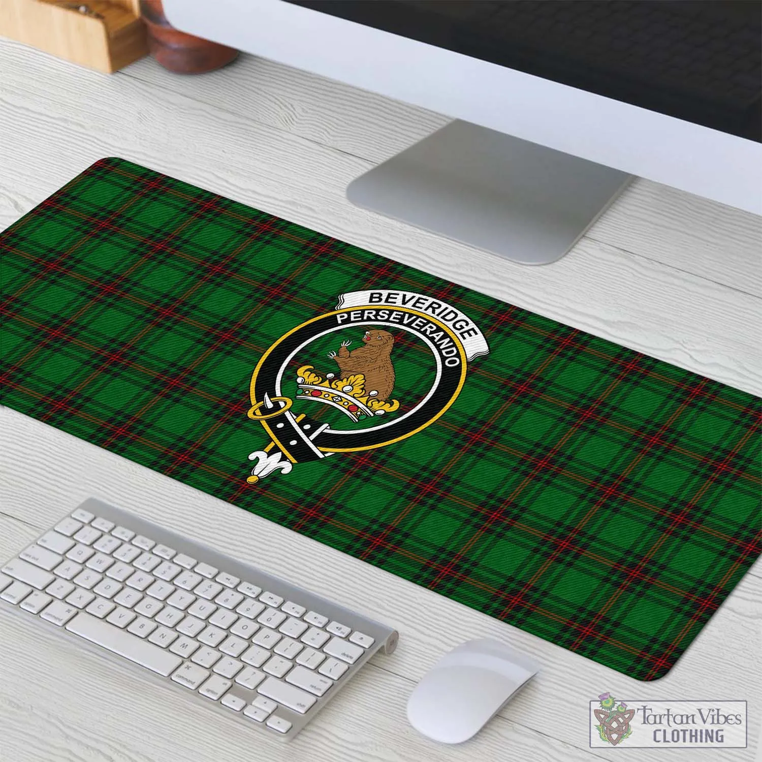 Beveridge Tartan Mouse Pad with Family Crest