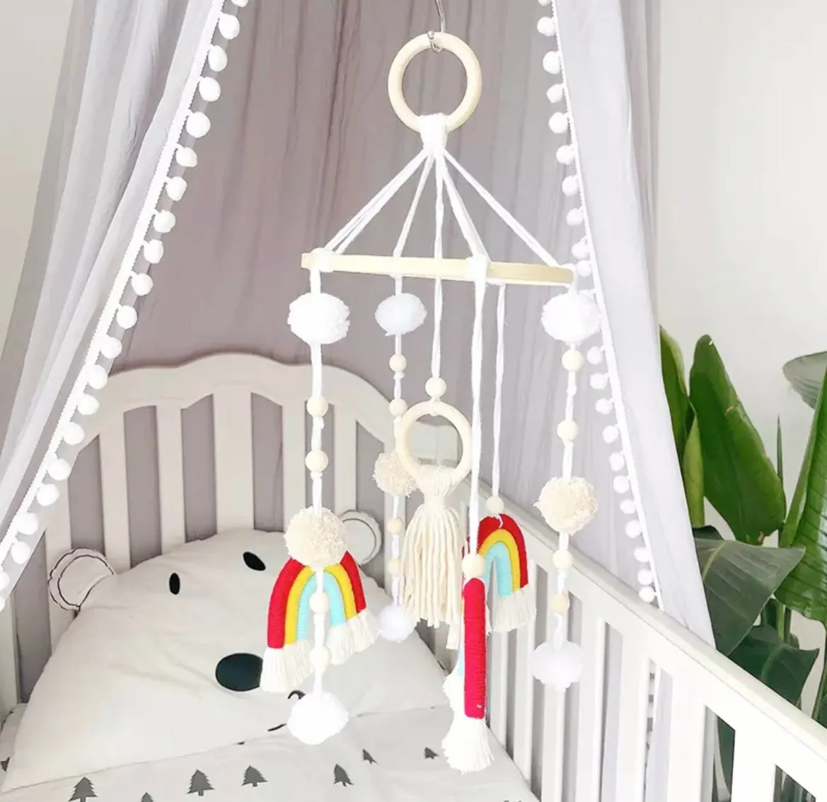 Boho Rainbow Baby Mobile - Bright Multi Colour