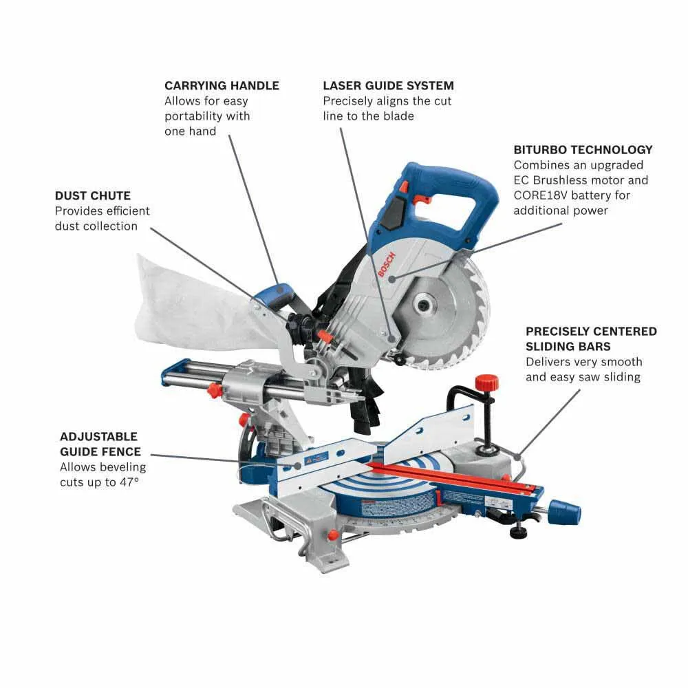 Bosch GCM18V-08N 18V Brushless 8-1/2" Sliding Miter Saw (Bare Tool)