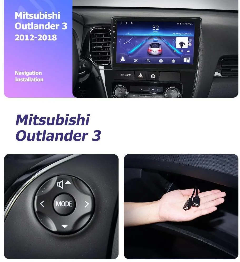 Car Dealz 10.2" Android 10.0 Mitsubishi Outlander XL 3 2012-2018 w CAM In Dash Plus OEM Fascia