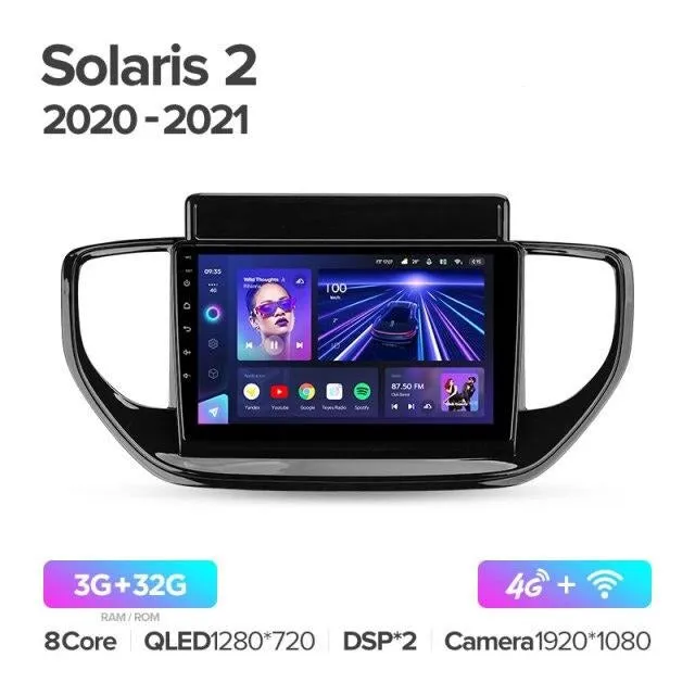 Car Dealz Elite 4G Data Model 10.2" Android 12.0 For Hyundai Solaris 2 II 2020 - 2021 Head Unit In Dash Plus OEM Fascia