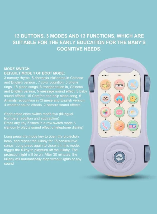 Car-Shaped Learning Mobile Phone for Toddlers of age 18M  with Star Projection