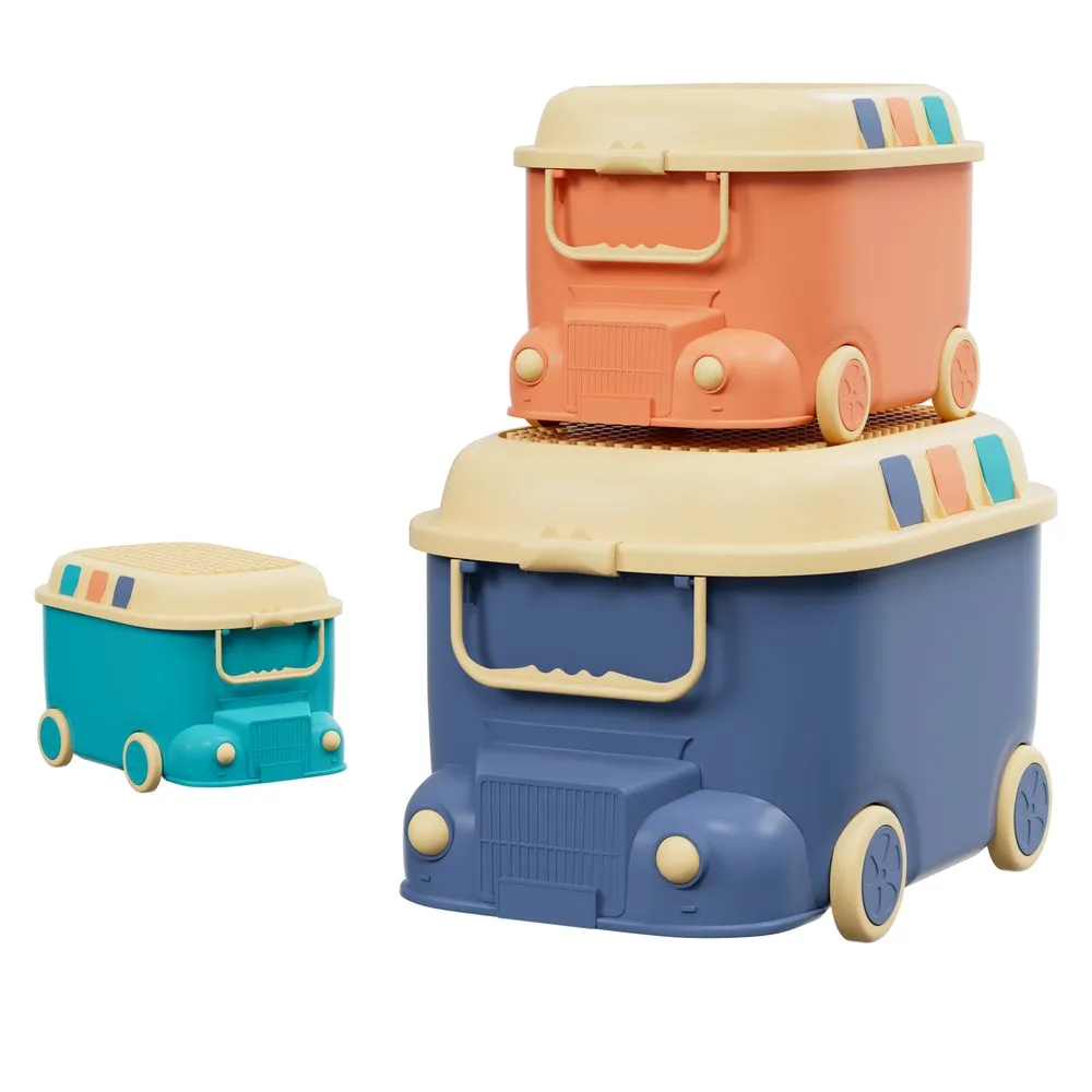 Car-Shaped Toy Storage Boxes, 3PCS Set - Keezi