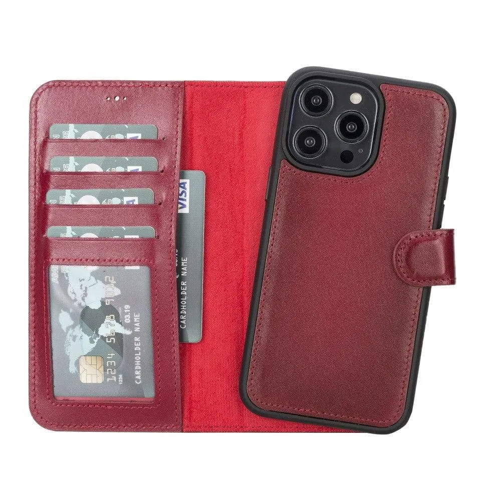 Carter iPhone 14 Pro Detachable Wallet Case, Vegetal Red