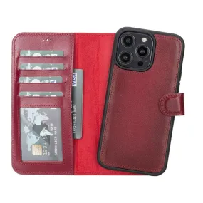 Carter iPhone 14 Pro Detachable Wallet Case, Vegetal Red