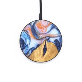 Circle Wood Resin Wireless Charger - Adrienne (Teal & Gold, 671396)