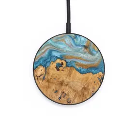 Circle Wood Resin Wireless Charger - Annette (Teal & Gold, 687884)