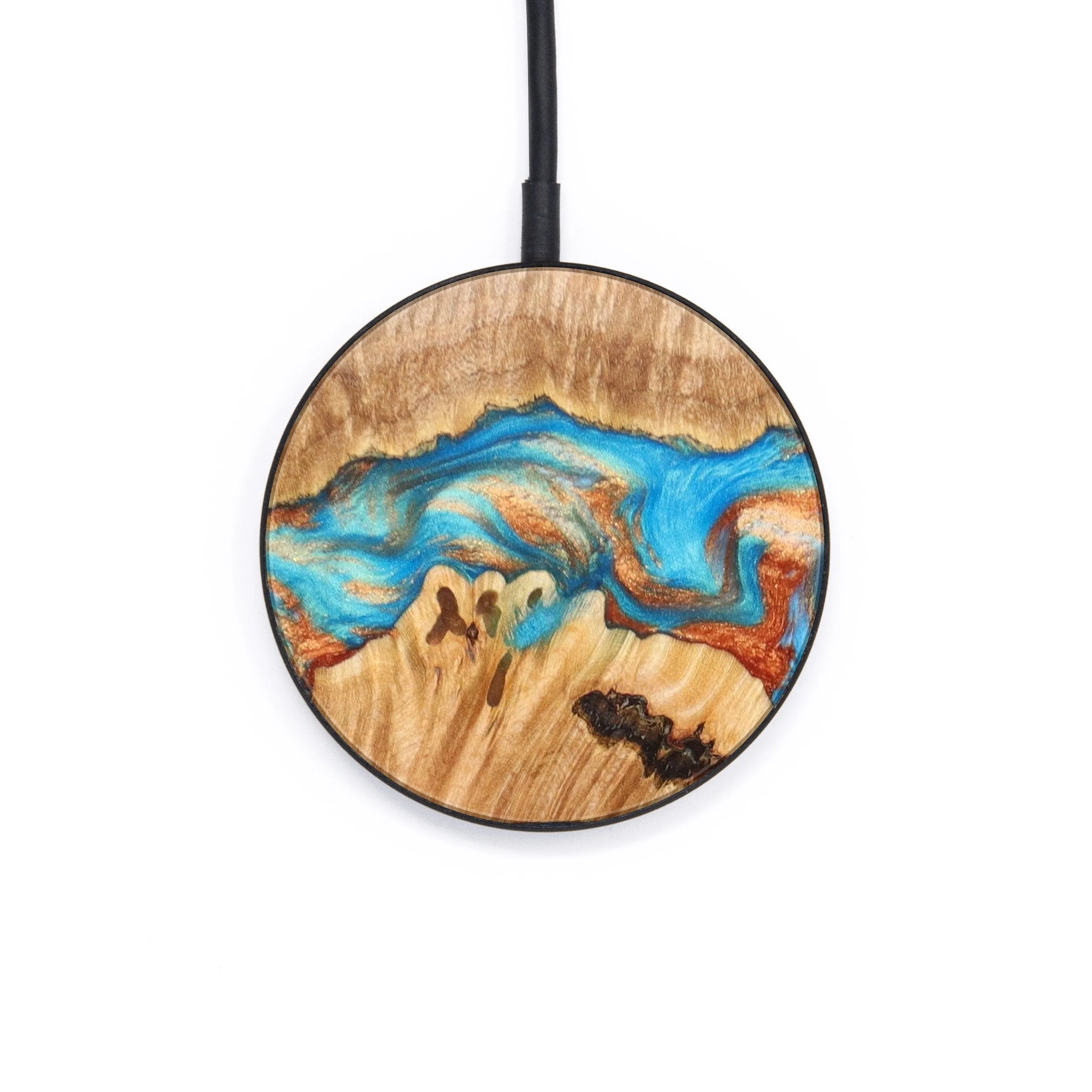 Circle Wood Resin Wireless Charger - Ariana (Teal & Gold, 637569)