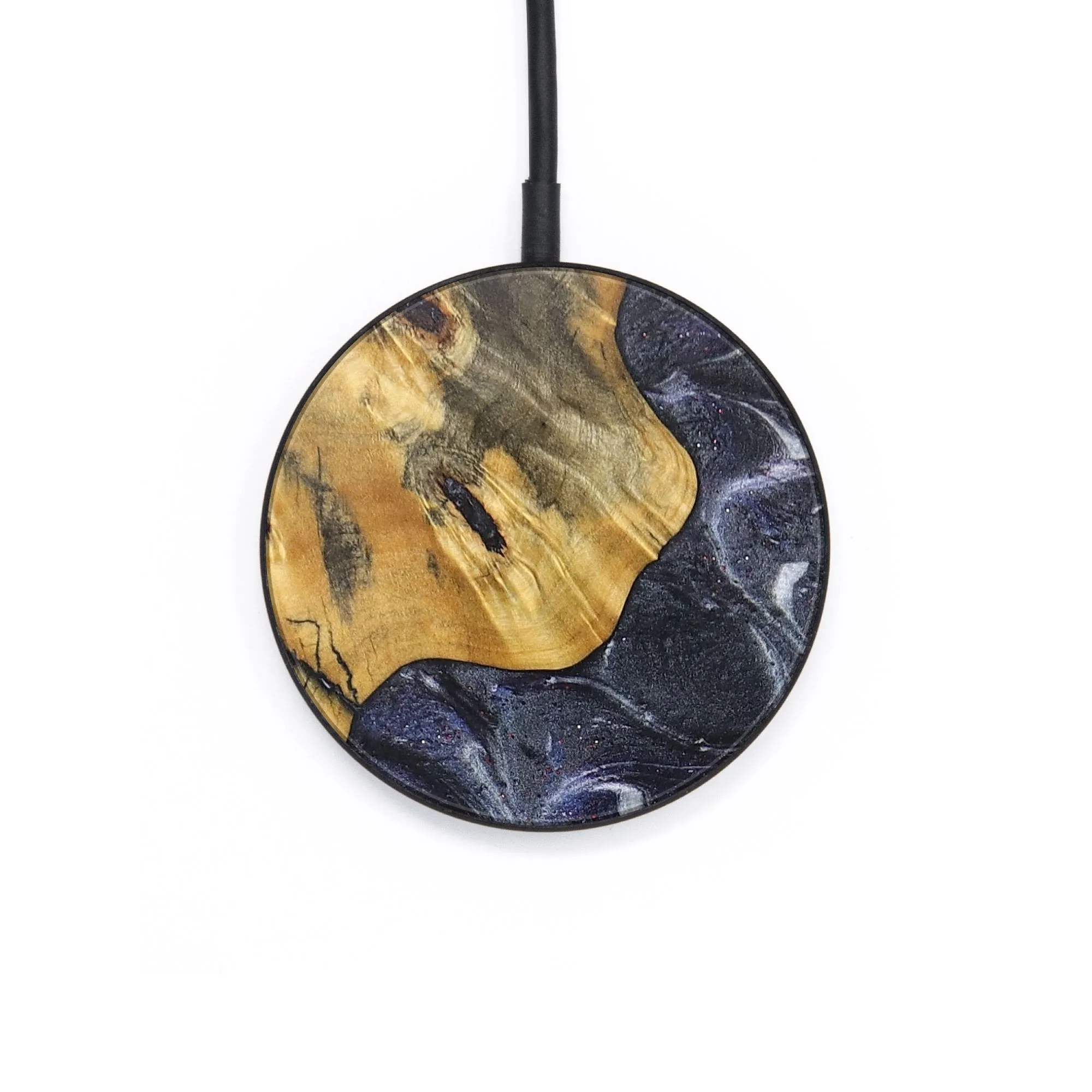 Circle Wood Resin Wireless Charger - Brian (Black & White, 708061)