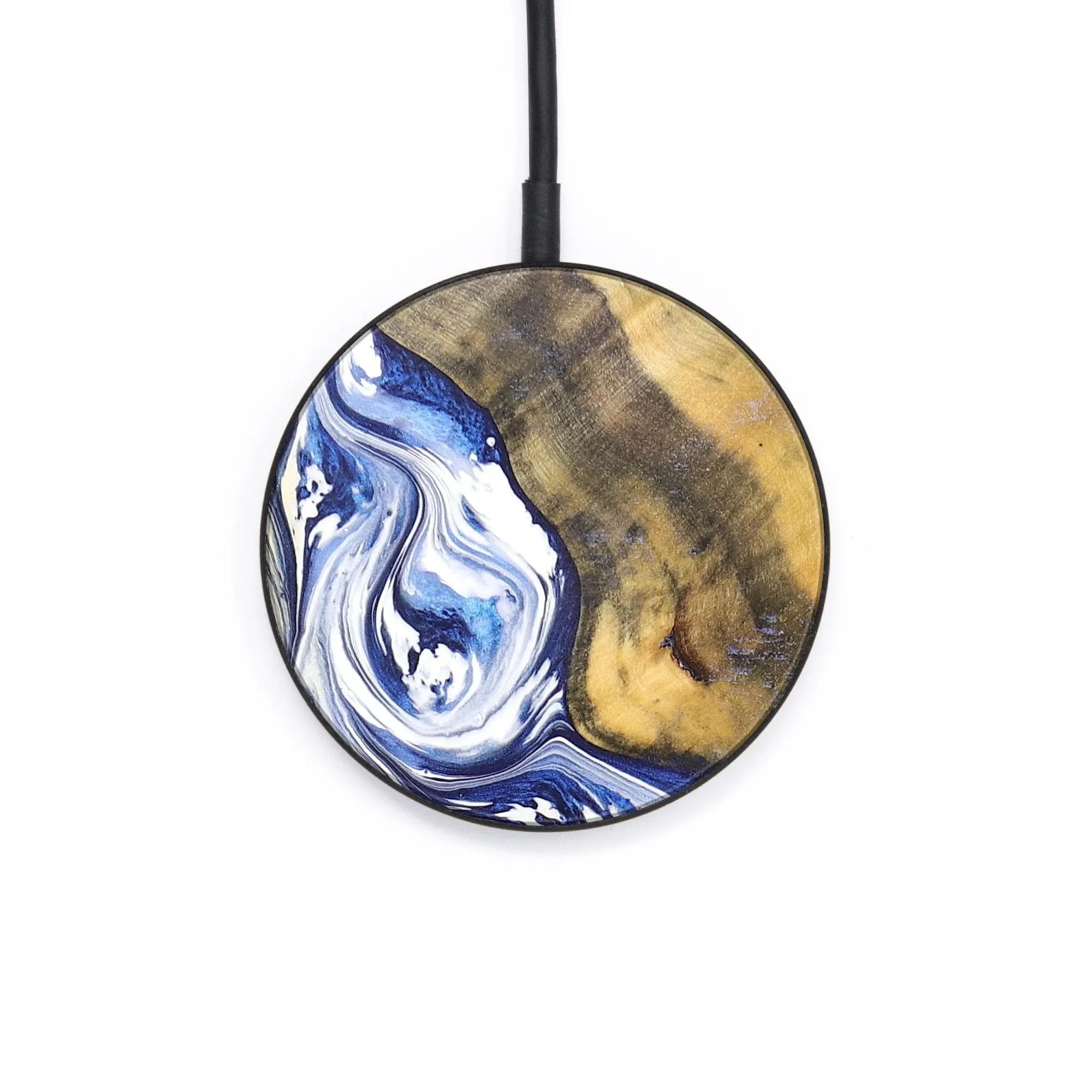 Circle Wood Resin Wireless Charger - Damon (Blue, 696236)