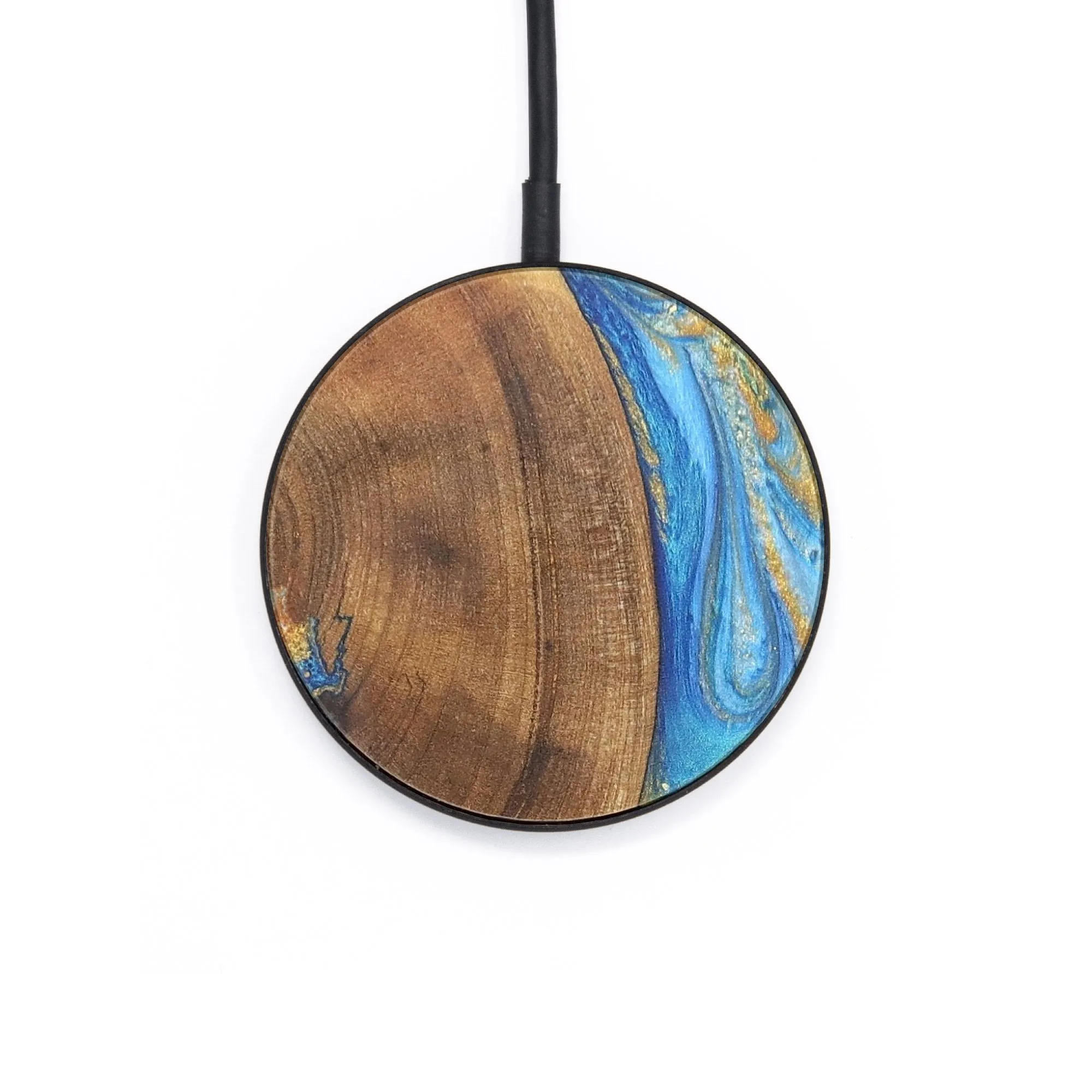 Circle Wood Wireless Charger - Kayla (Teal & Gold, 727298)