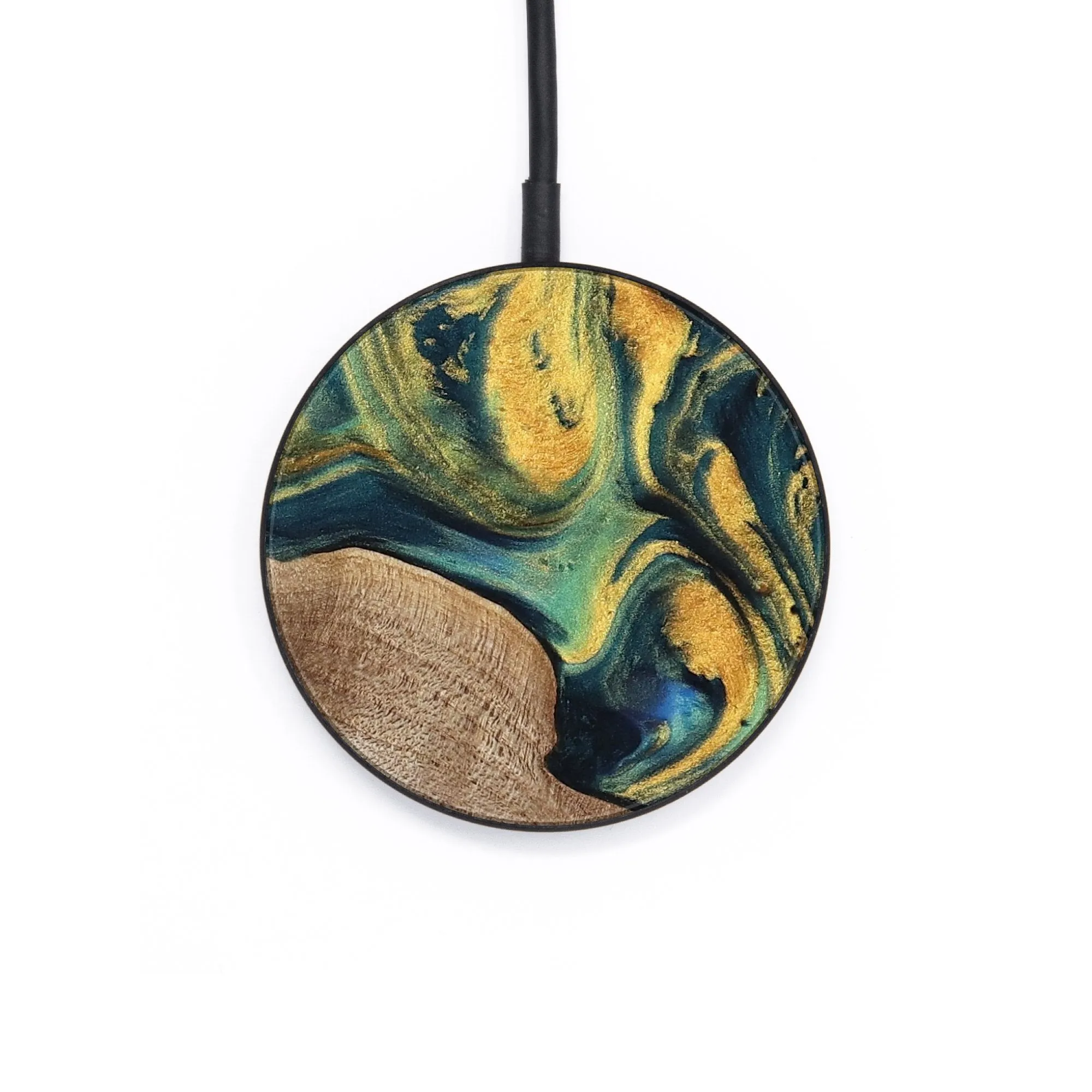 Circle Wood Wireless Charger - Tuan (Teal & Gold, 741360)