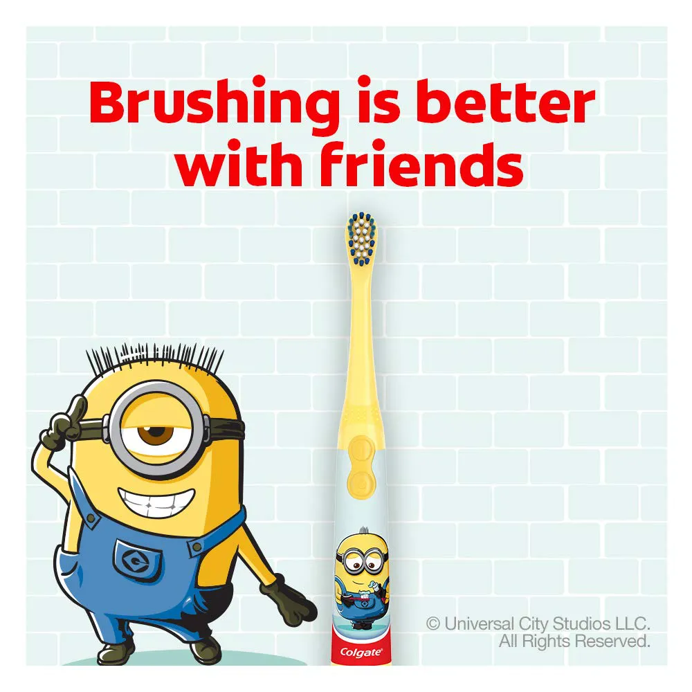 Colgate, Kids Battery Powered Toothbrush Minions Extra Soft Bristles, 1 Count, Color May Vary