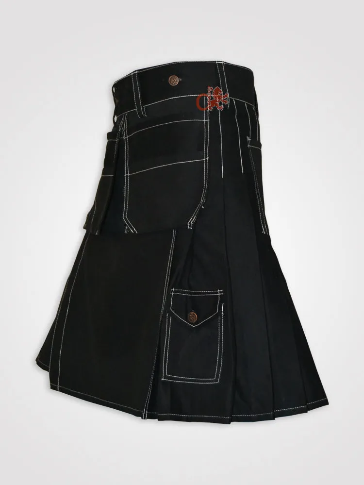 Contrast Thread Stitching Kilt