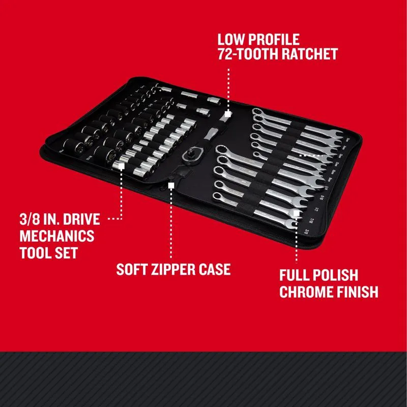 Craftsman 3/8 in. drive Metric and SAE 6 Point Mobile Mechanic's Tool Set 47 pc