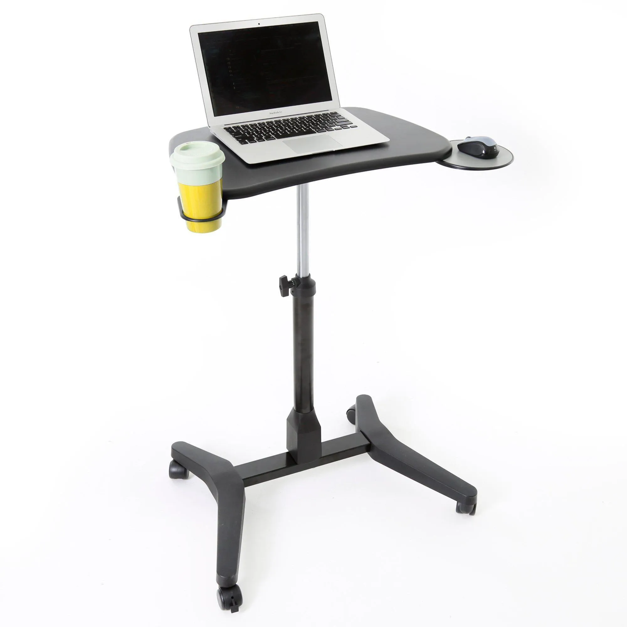 Cruizer Express Mobile Standing Desk with Cup Holder and Mousepad | Portable Podium