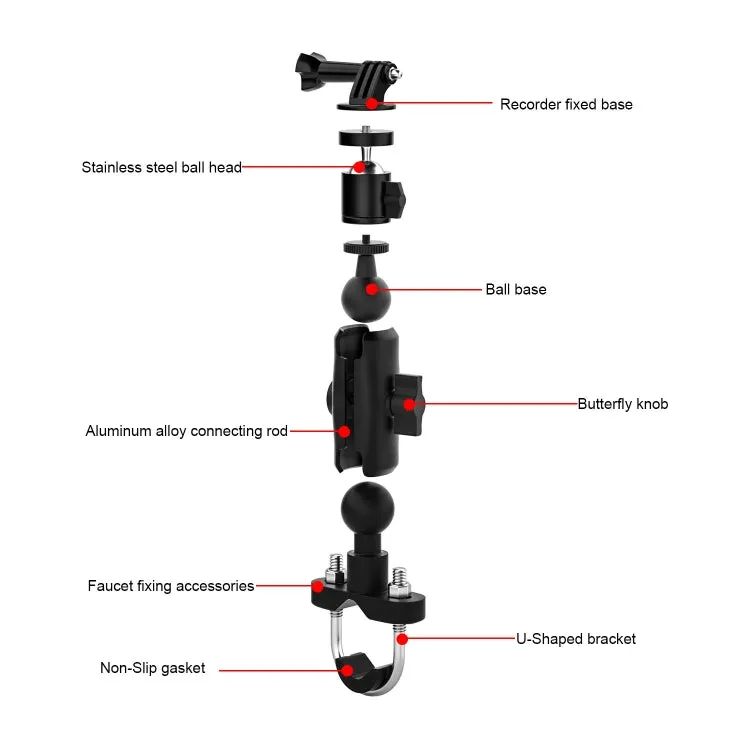 CS-1134A1 Motorcycle Bike Action Camera Recorder Mobile Phone Fixing Bracket Holder, Handlebar Version