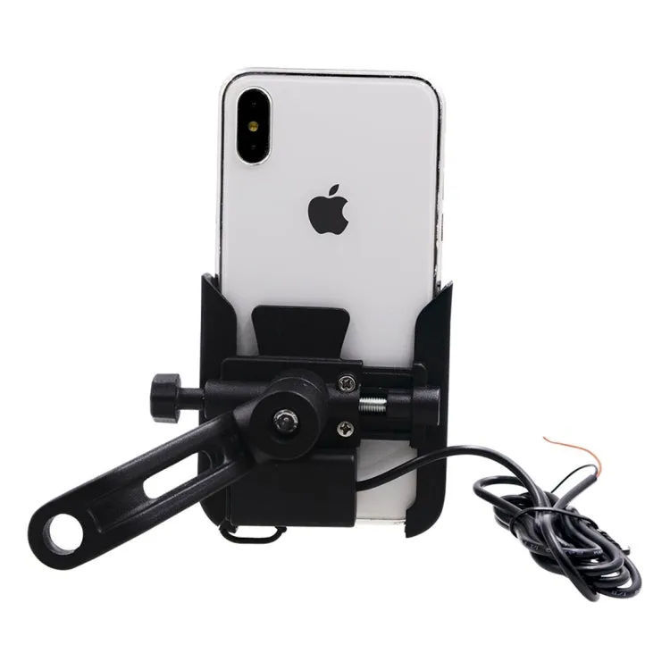 CS-856D1 Motorcycle Rotatable Chargeable Aluminum Alloy Mobile Phone Holder, Mirror Holder Version(Black)