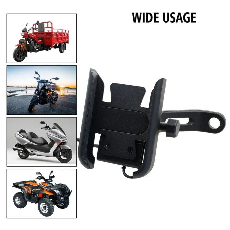 CS-856D1 Motorcycle Rotatable Chargeable Aluminum Alloy Mobile Phone Holder, Mirror Holder Version(Black)