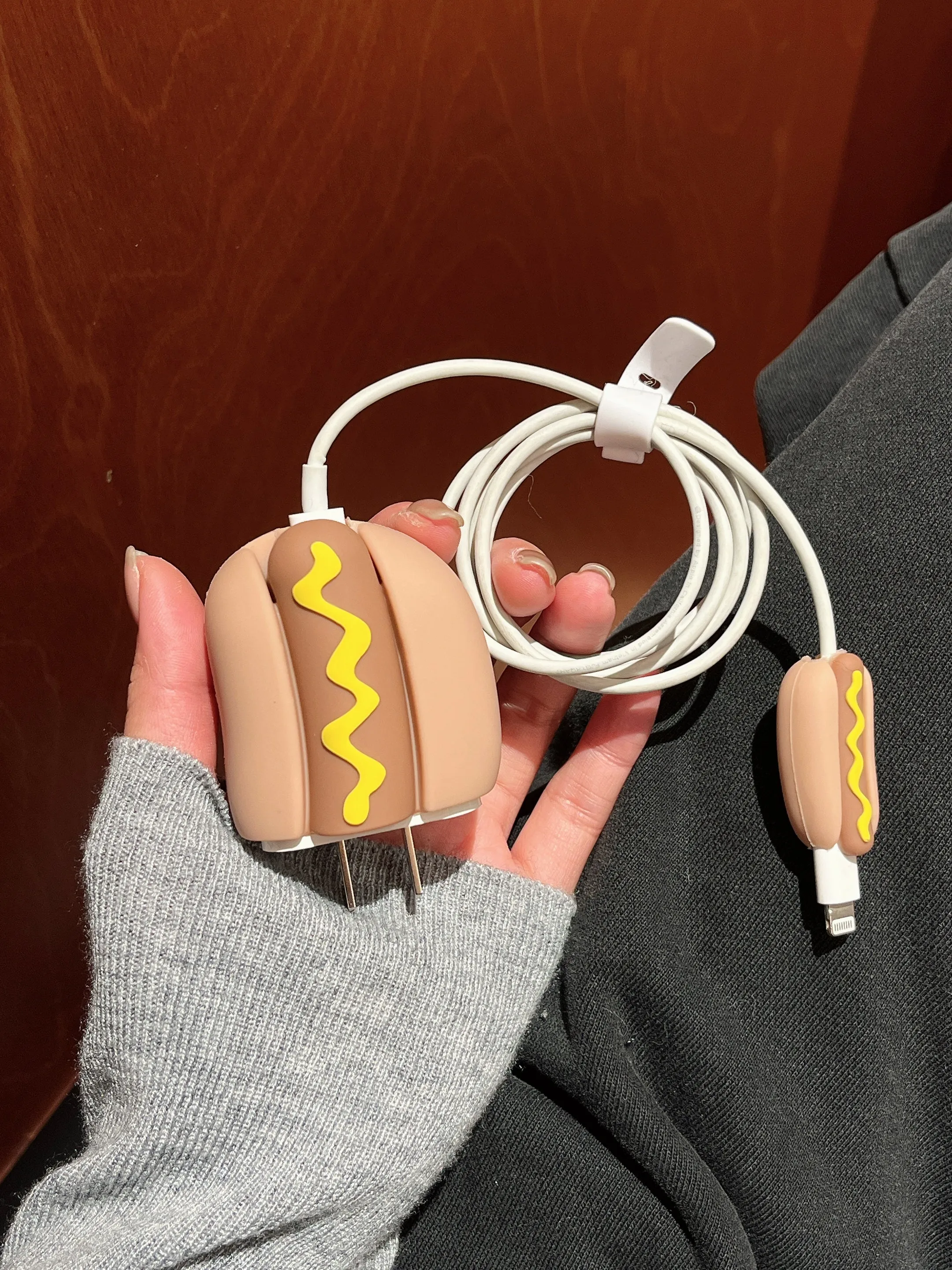 Delicious Hot Dog Designer Charger Case for iPhone Chargers ( Compatible for Indian Chargers )