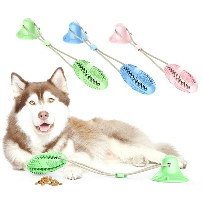 Dog Rope Ball Pull & Tug Toy With Suction Cup Attach to any surface - Train for stronger teeth and pulling ability - good for play exercise -  Sucker Ball Chew Tug Toys